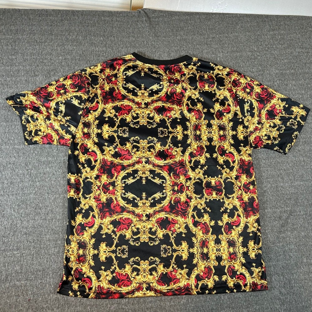 Baroque Gold Shirt Geometric Roses Gold Accents Performance Top Mens 4XL - Picture 5 of 7